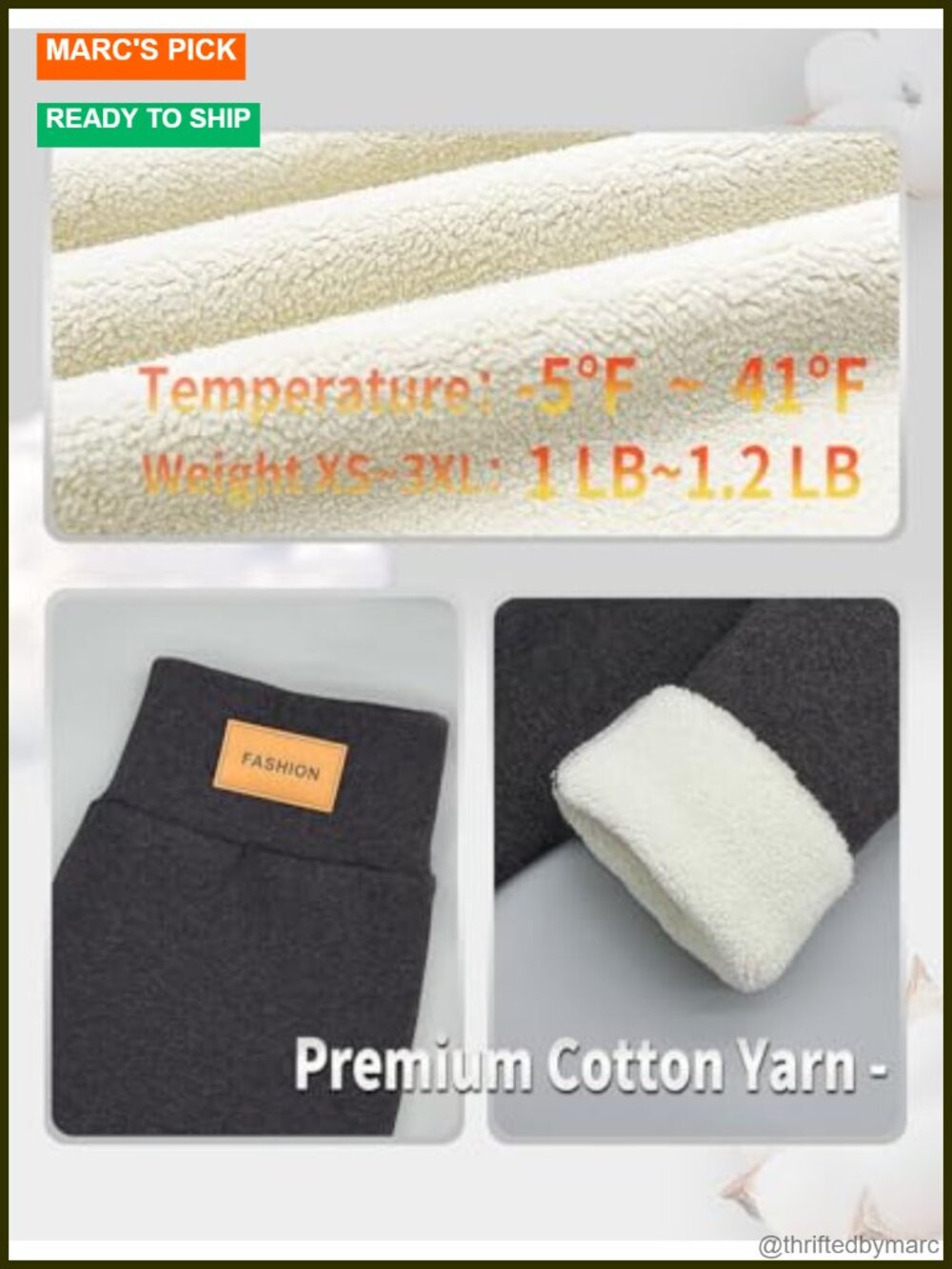 Fleece Lined High Waist Thermal Leggings Winter Warm Pants - Picture 5 of 6